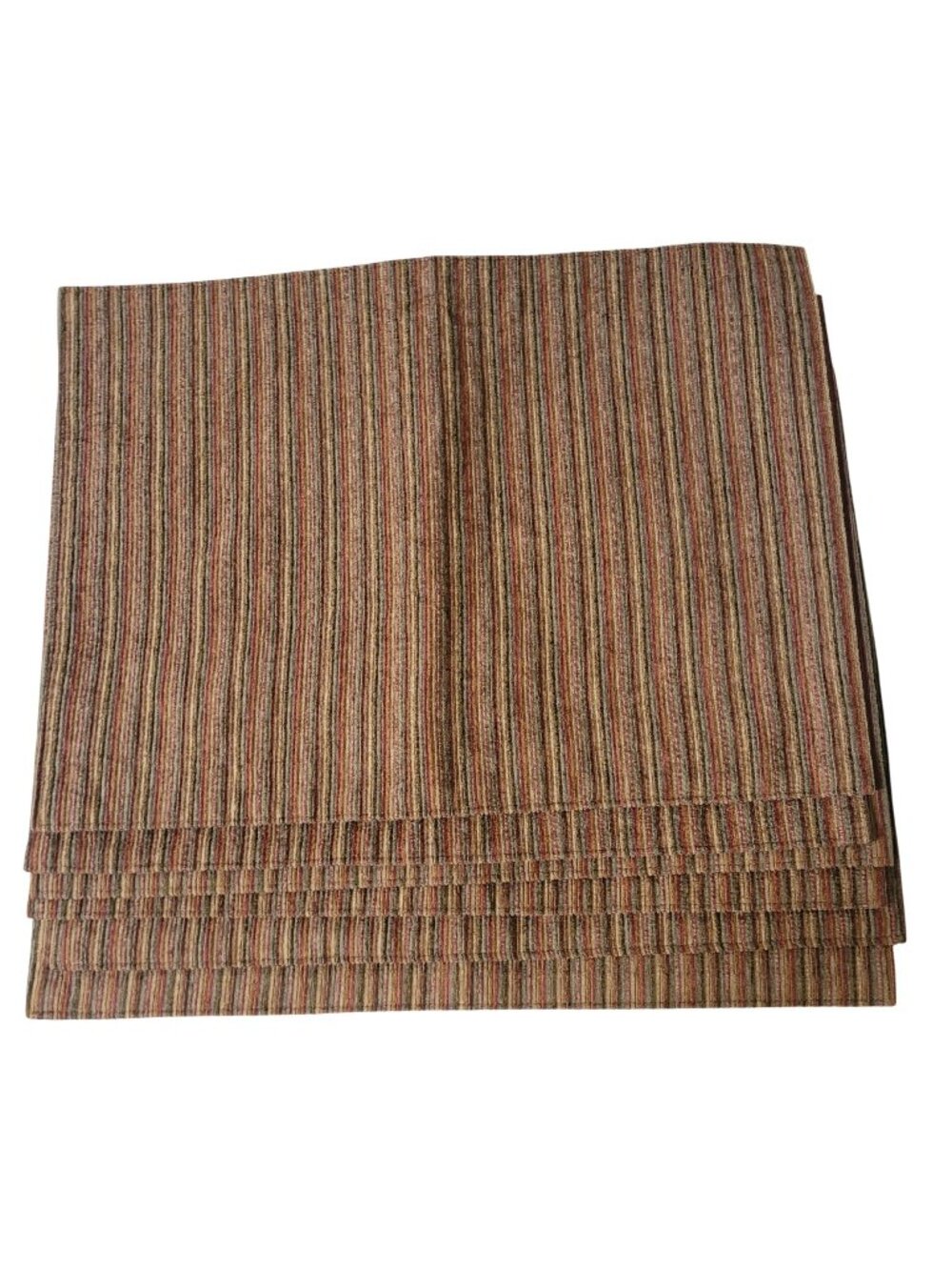 Placemats Set Of 6 Striped Woven Fabric Earth Fall Colors Brown Backing Flaw